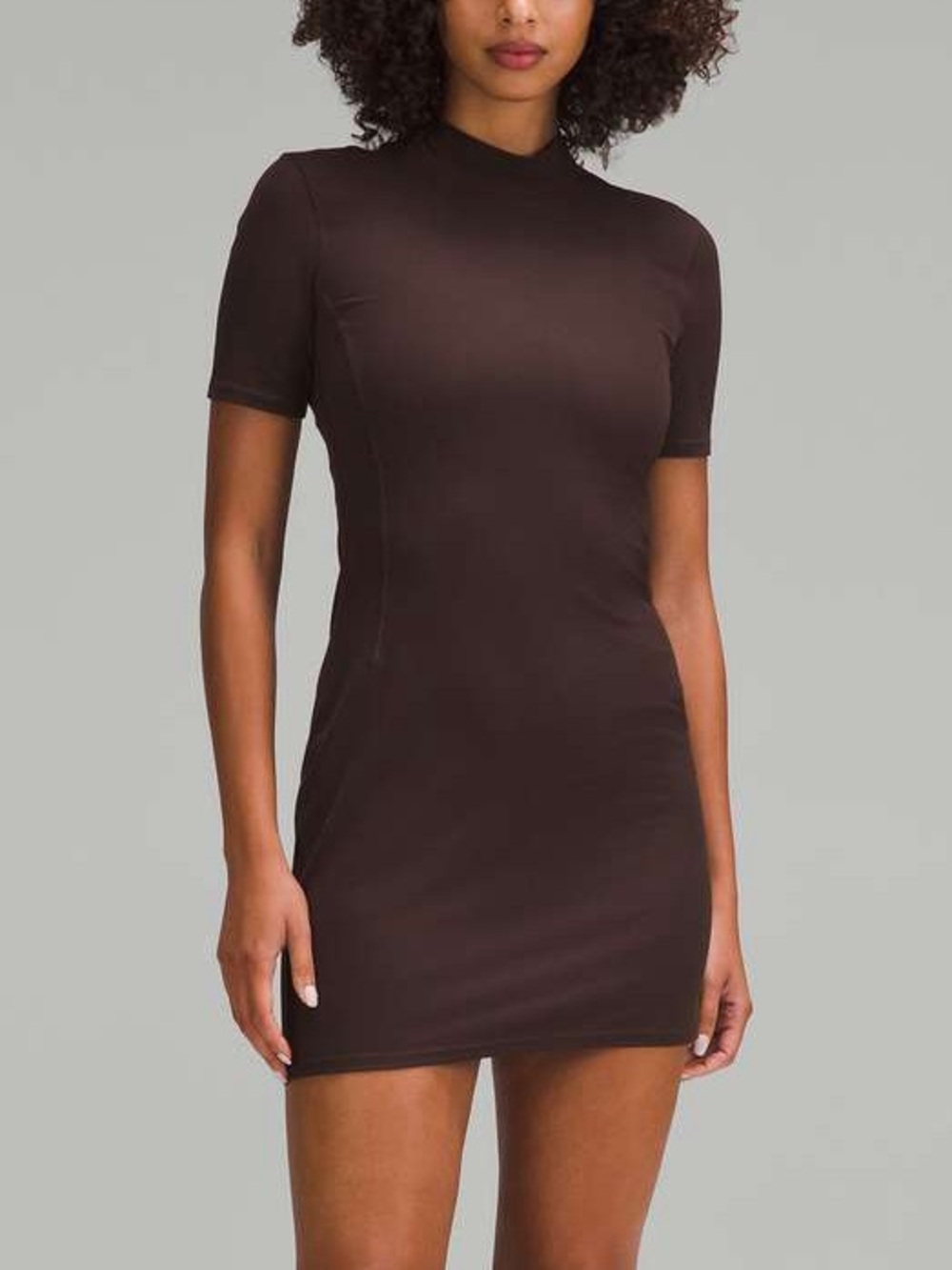 lululemon athletica Short-Sleeve Mock Neck Mini Dress — Dark Brown